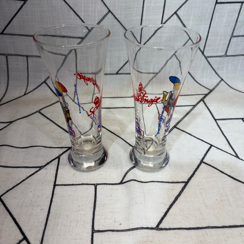 Bud Light Spuds MacKenzie Shot Glasses 6in Clear 1987 Vintage Pilsner Set of 2 - Picture 8 of 9
